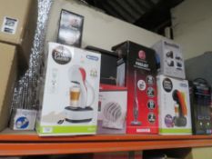 A QUANTITY OF BOXED ELECTRICALS TO INCLUDE A COFFEE MACHINE, HOOVER SPEAKERS ETC