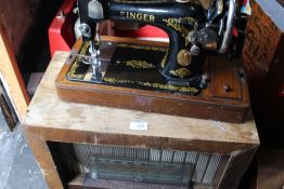 A VINTAGE SOBELL RADIO A/F TOGETHER WITH CASED SEWING MACHINE