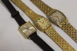 THREE LADIES WRISTWATCHES COMPRISING OF TWO BULOVA EXAMPLES AND A LONGINES EXAMPLE