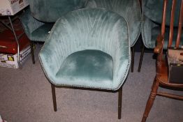 A MODERN ART DECO STYLE UPHOLSTERED TUB STYLE CHAIR