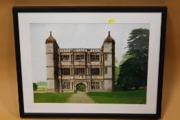A FRAMED AND GLAZED LOCAL INTEREST ACRYLIC ON BOARD OF TIXALL GATEHOUSE BY S J PRESTON