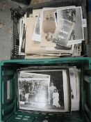 TWO BOXES OF BLACK AND WHITE PHOTOGRAPHS ETC.