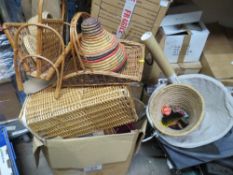 A QUANTITY OF WICKERWARE,SPEAKERS ETC