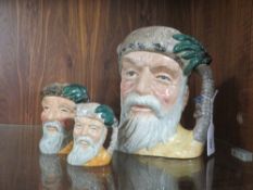 THREE GRADUATING ROYAL DOULTON CHARACTER JUGS - ROBINSON CRUSOE, consisting of small D6546, medium