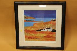 A FRAMED AND GLAZED PRINT ENTITLED 'ISLAND PROSPECT' BY ANIL MAUMANN