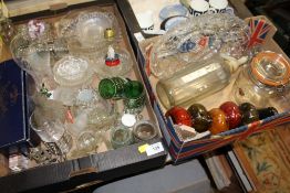 TWO TRAYS OF ASSORTED GLASSWARE TO INCLUDE A SODA SYPHON