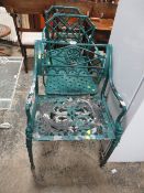 A PAIR OF CAST ALUMINIUM CHAIRS TOGETHER WITH ANOTHER (3)