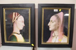 A PAIR OF FRAMED AND GLAZED PORTRAIT ACRYLIC ON BOARD STUDIES ENTITLED 'LAURA' AND 'ANNA'