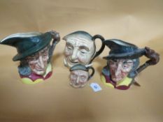 TWO ROYAL DOULTON CHARACTER JUGS - RIP VAN WINKLE, both large D6403, H 18 cm AND TWO ROYAL DOULTON