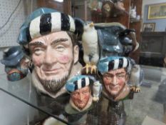 THREE GRADUATING ROYAL DOULTON CHARACTER JUGS - THE FALCONER, consisting of small D6547, medium