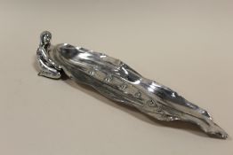 AN ART NOUVEAU WMF SILVER PLATED PEN TRAY MODE;L 215