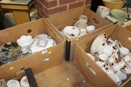 THREE BOXES OF ASSORTED CHINA AND CERAMICS TO INCLUDE A LARGE TUREEN, COLLECTORS PLATES ETC.