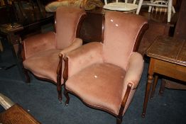 A PAIR OF EARLY 20TH CENTURY MAHOGANY ARMCHAIRS