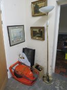 A FLYMO HOVER VAC, MODERN UPLIGHTER AND A QUANTITY OF SUNDRIES