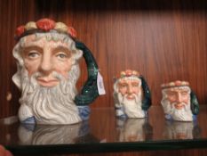 THREE GRADUATING ROYAL DOULTON CHARACTER JUGS - NEPTUNE, consisting of small D6555, medium D6552 and