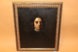 (XVIII-XIX). Italian school, portrait study of a young lady, unsigned, oil on canvas (relined),