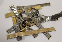 TWELVE VINTAGE GOLD PLATED WATCH STRAPS