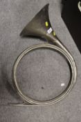 A WHITE METAL FRENCH HORN S/D
