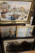 A LARGE QUANTITY PICTURES AND PRINTS TO INCLUDE A LARGE PRINT OF QUEEN VICTORIA AND A WATERCOLOUR