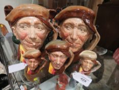 THREE GRADUATING ROYAL DOULTON CHARACTER JUGS - ARRY, consisting of small, medium and large, H 17 cm