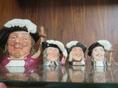 FOUR ROYAL DOULTON MUSKETEER CHARACTER JUGS, consisting of large Porthos D6440, and medium Athos