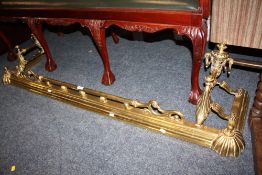 A LARGE HEAVY BRASS FENDER, APPROX W 156 CM