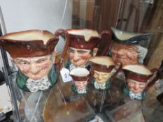 TWO ROYAL DOULTON CHARACTER JUGS - OLD CHARLEY, consisting of medium and large, H 16 cm AND THREE