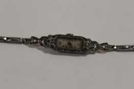 AN ART DECO LADIES SILVER COCKTAIL WATCH