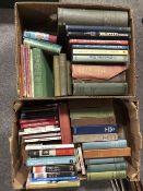 THREE BOXES OF VINTAGE BOOKS COMPRISING A BOX OF VARIOUS OLD BOOKS TO INCLUDE THRILLERS, STORIES AND