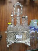 A SILVER PLATED CRUET SET