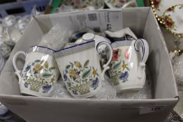 A MINTON HADDON HALL TRELLIS BLUE PART TEA SET