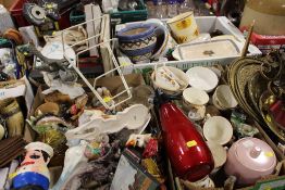 FOUR BOXES OF ASSORTED CERAMICS AND CHINA TO INCLUDE CERAMIC FIGURES FOLEY CHINA ETC.