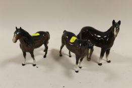 TWO BESWICK HORSE FIGURES, TOGETHER WITH ANOTHER (3)