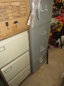 A FOUR DRAWER FILING CABINET TOGETHER WITH A THREE DRAWER EXAMPLE (2)