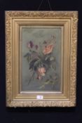 AN ANTIQUE GILT FRAMED OIL ON CANVAS STILL LIFE STUDY OF FLOWERS