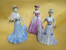 THREE MATTE FINISH COALPORT LADY FIGURES
