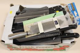 A TRAY OF MODERN BOXED CHEFS KNIVES ETC.