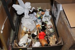 A TRAY OF ASSORTED CERAMIC FIGURES TO INCLUDE BORDER FINE ARTS EXAMPLES