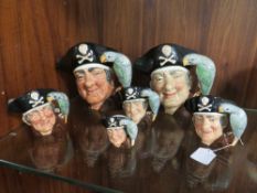 TWO MEDIUM ROYAL DOULTON CHARACTER JUGS - LONG JOHN SILVER, both D6386 but one large than the other,