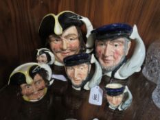 THREE GRADUATING ROYAL DOULTON CHARACTER JUGS - CAPTAIN MORGAN, consisting of small D6510, medium