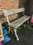 A WHITE PAINTED GARDEN BENCH IN THE STYLE OF COALBROOKDALE
