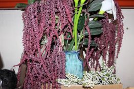 A SMALL QUANTITY OF VASES CONTAINING FAUX FLOWERS
