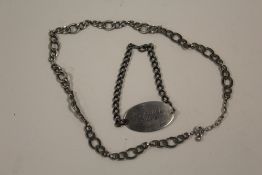 A VINTAGE SILVER BRACELET TOGETHER WITH A NECKLACE