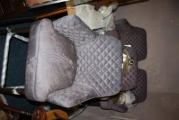 A SET OF FOUR MODERN VELVET UPHOLSTERED TALL STOOLS (4)