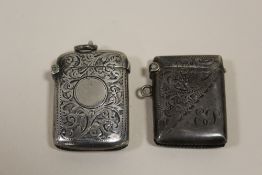 TWO HALLMARKED SILVER VESTA CASES