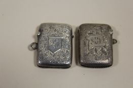 TWO ANTIQUE HALLMARKED SILVER VESTA CASES