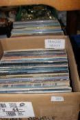 TWO BOXES OF LP RECORDS ETC. TO INCLUDE ELVIS PRESLEY, YES, SAXON ETC.