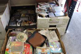 FOUR TRAYS OF CDS, CASSETTE TAPES ETC.