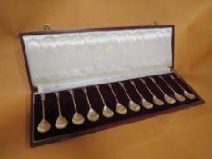 A CASED SET OF TWELVE HALLMARKED SILVER TICHBORNE SPOONS