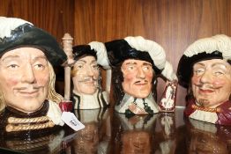 FOUR ROYAL DOULTON MUSKETEER CHARACTER JUGS, consisting of Aramis D6441, Athos D6439, Porthos